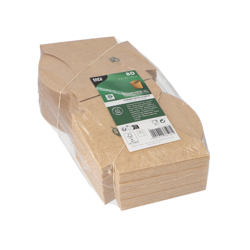 17280 Pommes-Frites-Schütte, Pappe "pure" 11 cm x 11,5 cm x 5,3 cm braun "100% Fair" klein