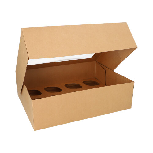 1200 Cupcake-Kartons eckig 10 cm x 35 cm x 27 cm mit Sichtfenster aus PLA