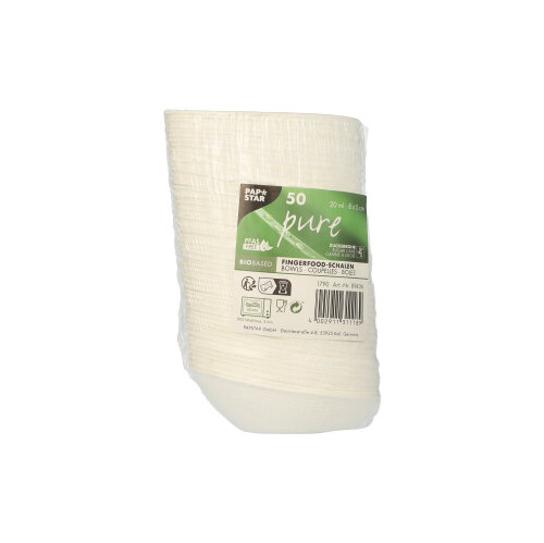 48000 Fingerfood - Schalen, Zuckerrohr "pure" 20 ml 8 cm x 5 cm weiss "Egg"