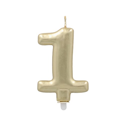 1 Zahlenkerze mit Halter 7 cm gold "1" 4320 Zahlenkerze mit Halter 7 cm gold "1"