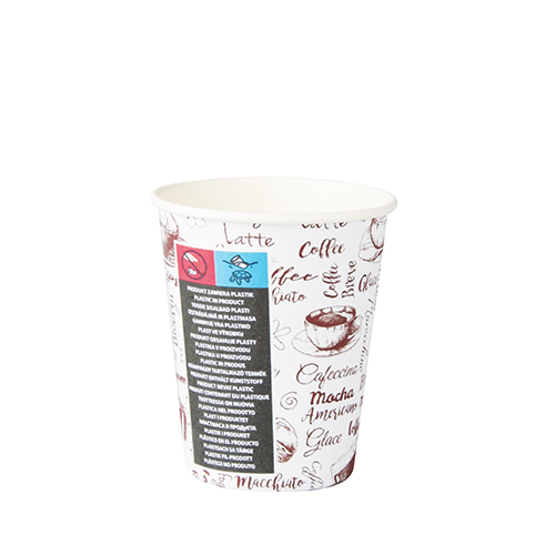 30000 Trinkbecher, Pappe "To Go" rund 250 ml Ø 8 cm · 9,2 cm weiss "Coffee" 8oz