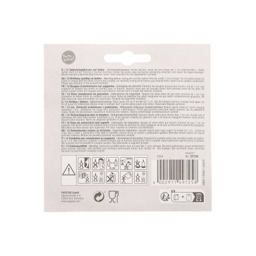 12 Geburtstagskerzen auf Halter 6 cm silber 43200 Geburtstagskerzen auf Halter 6 cm silber