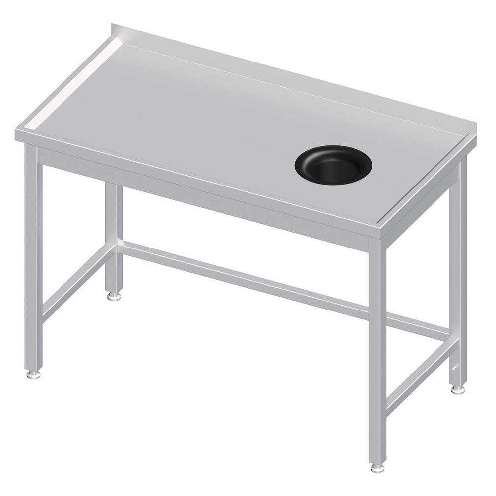 Arbeitstisch ohne Grundboden, 800x700x850 mm, mit Abfallloch rechts, mit Aufkantung, verschweißt Arbeitstisch ohne Grundboden, 1900x700x850 mm, mit Abfallloch rechts, mit Aufkantung, verschweißt