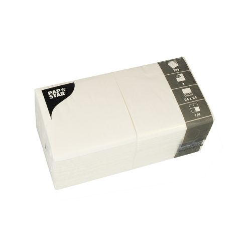 38400 Servietten, 3-lagig 1/4-Falz 24 cm x 24 cm weiss