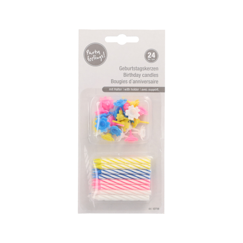 240 Geburtstagskerzen mit Halter 6 cm farbig sortiert 72000 Geburtstagskerzen mit Halter 6 cm farbig sortiert