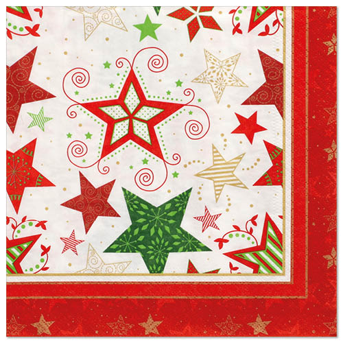 15000 Servietten, 3-lagig 1/4-Falz 40 cm x 40 cm weiss "Heavenly Stars"