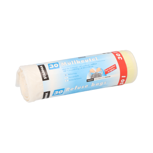 20250 Müllbeutel mit Zugband, LDPE 30 l 62 cm x 53 cm weiss