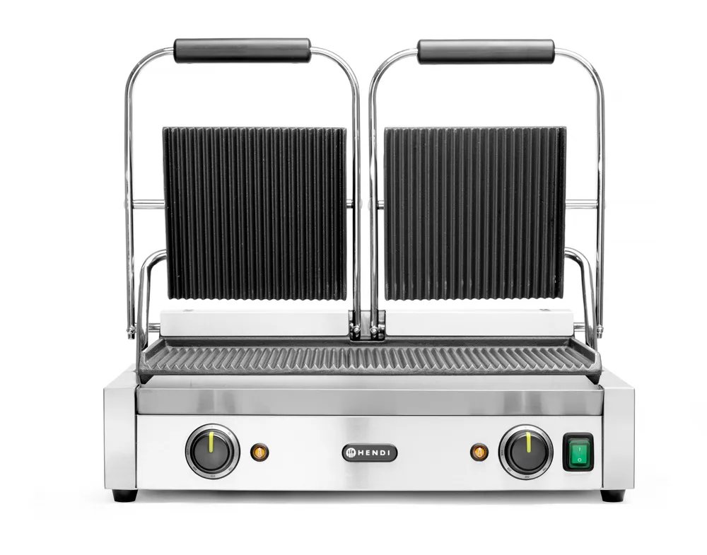 Kontaktgrill - Doppelversion, gerillte Ausführung, oben und unten gerillt, 230V/3600W, 570x375x(H)216mm Kontaktgrill - Doppelversion, gerillte Ausführung, oben und unten gerillt, 230V/3600W, 570x375x(H)216mm