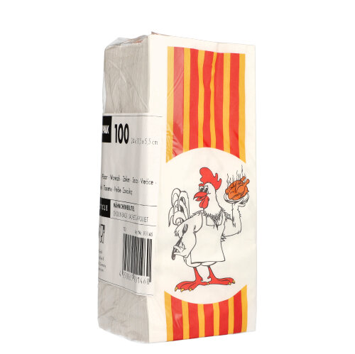 1000 Hähnchenbeutel, Papier mit HDPE-Einlage 24 cm x 10,5 cm x 5,5 cm "Grillhähnchen" 1/2
