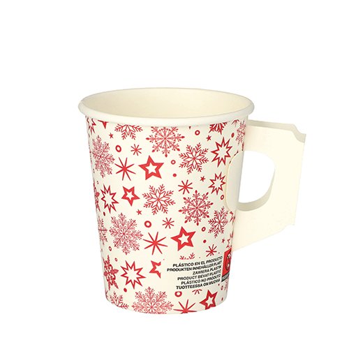 18000 Trinkbecher mit Henkel, Pappe 0,2 l Ø 8 cm · 9,3 cm "Snöflinga" 18000 Trinkbecher mit Henkel, Pappe 0,2 l Ø 8 cm · 9,3 cm "Snöflinga"