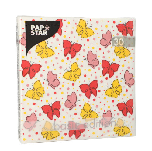 30 Servietten, 3-lagig 1/4-Falz 33 cm x 33 cm rot "Papillons" 25920 Servietten, 3-lagig 1/4-Falz 33 cm x 33 cm ! rot "Papillons"