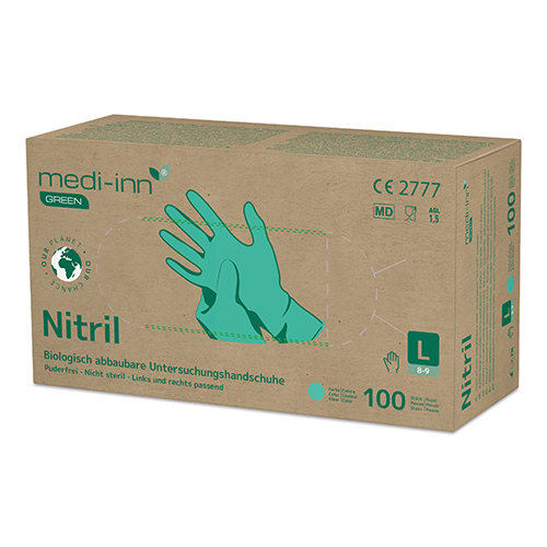 50000 "Medi-Inn® GREEN" Handschuhe, Nitril puderfrei grün Größe L, biologisch abbaubar