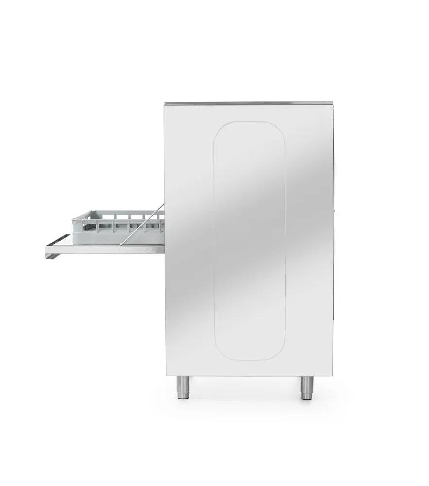 Geschirrspüler 50x60 für Tabletts und Töpfe – elektronisch gesteuert, mit Waschmitteldosiersystem und Ablaufpumpe, 400V/7100W, 595x777x(H)1335mm