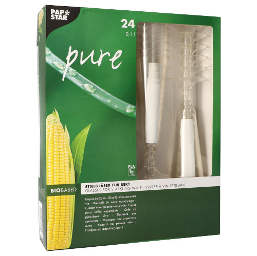 24 Stiel-Gläser für Sekt, PLA "pure" 0,1 l Ø 5,5 cm · 16,5 cm glasklar mit glasklarem Fuß 2880 Stiel-Gläser für Sekt, PLA "pure" 0,1 l Ø 5,5 cm · 16,5 cm glasklar mit glasklarem Fuß