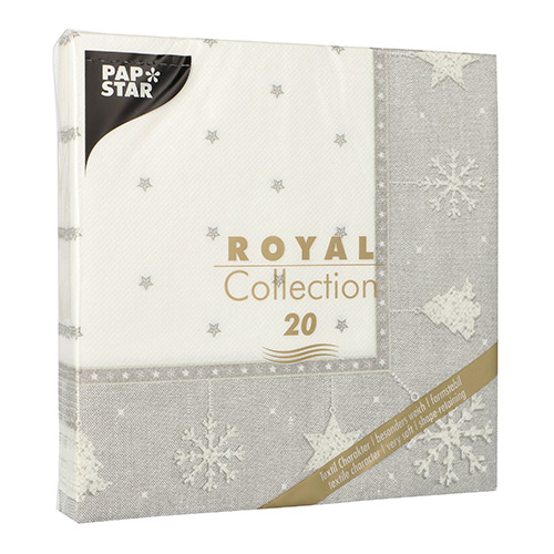 12000 Servietten "ROYAL Collection" 1/4-Falz 40 cm x 40 cm silber "X-Mas"