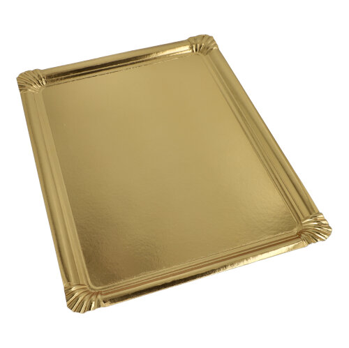 2970 Servierplatten, Pappe, PET-beschichtet eckig 34 cm x 45,5 cm gold