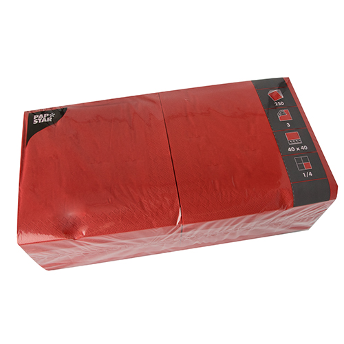20000 Servietten, 3-lagig 1/4-Falz 40 cm x 40 cm rot