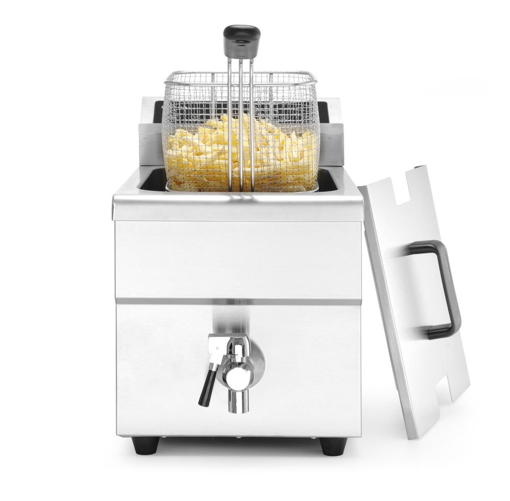 Induktionsfritteuse mit Ablasshahn - 8 l, HENDI, 8L, Hellgrau, 230V/3500W, 288x619x(H)408mm