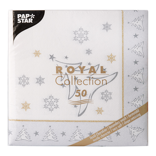 12500 Servietten "ROYAL Collection" 1/4-Falz 40 cm x 40 cm silber "X-Mas Elegance"