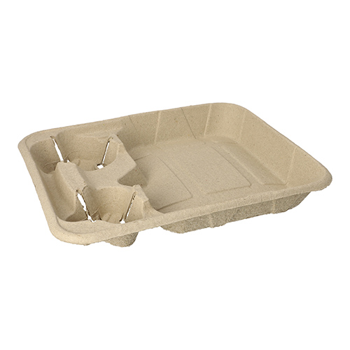 2000 Tragetabletts, Pappe "To Go" 4,7 cm x 26,6 cm x 33 cm für 2 Becher + Mahlzeit