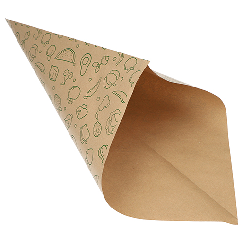 54000 Spitztüten, Kraftpapier 52,5 cm x 37 cm x 37 cm braun "Fruits & Vegs" Füllinhalt 1500 g