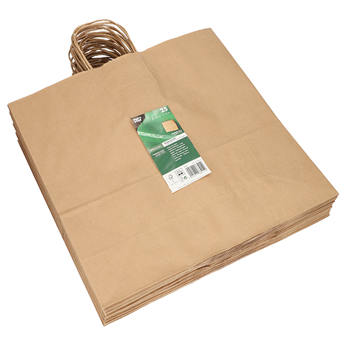2000 Tragetaschen, Papier 35 cm x 35 cm x 14 cm braun mit gedrehtem Tragegriff