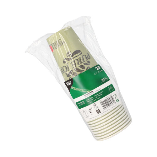 200 Trinkbecher, Pappe 0,3 l Ø 8 cm · 11,7 cm grün "Pure Joy" 9600 Trinkbecher, Pappe 0,3 l Ø 8 cm · 11,7 cm grün "Pure Joy"