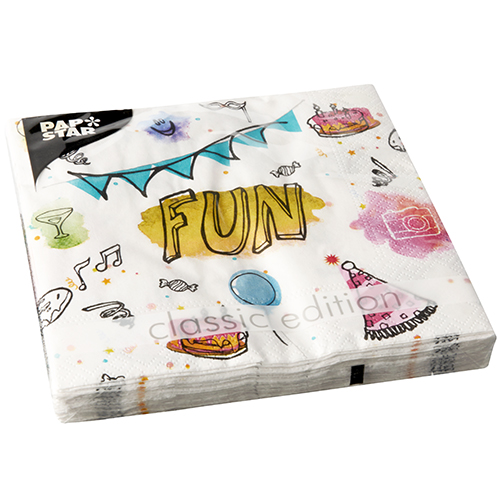 22800 Servietten, 3-lagig 1/4-Falz 33 cm x 33 cm "Fun"