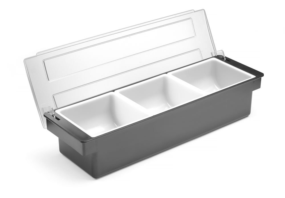 Zutatenbox – 3 Behälter, BarUp, Schwarz, 480x150x(H)100mm