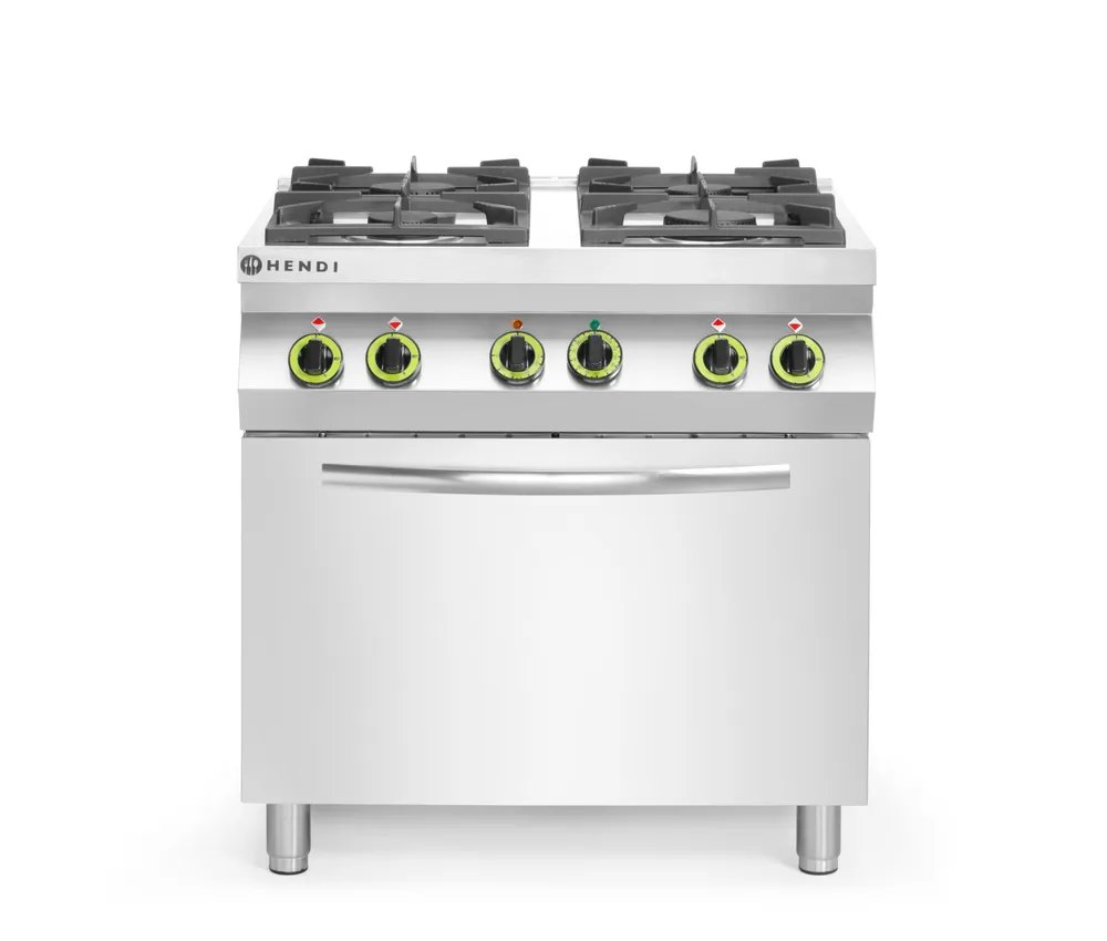 Gasherd 4-flammig mit Ofen GN 1/1, Kitchen Line, 230V/3000W, 19kW, 800x722x(H)900mm Gasherd 4-flammig mit Ofen GN 1/1, Kitchen Line, 230V/3000W, 19kW, 800x722x(H)900mm