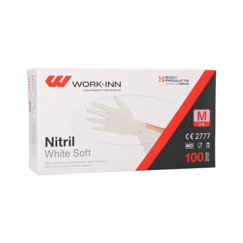 100 "WORK-INN/PS" Handschuhe Nitril puderfrei "White Soft" weiss Größe M 60000 "WORK-INN/PS" Handschuhe Nitril puderfrei "White Soft" weiss Größe M