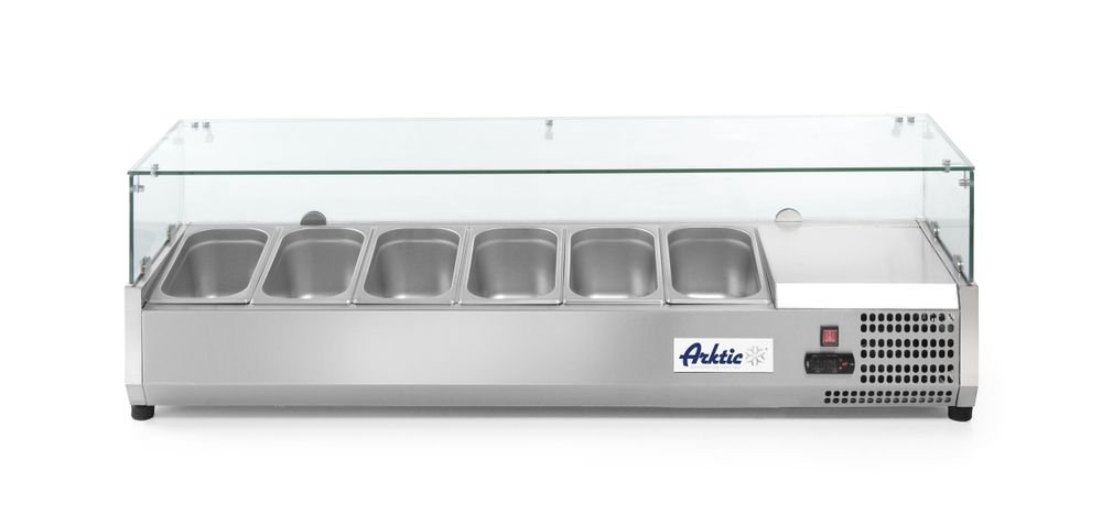 Aufsatz-Kühlvitrine Gastronorm 1/3, Arktic, 4x GN 1/3, 230V/180W, 1208x400x(H)456mm Aufsatz-Kühlvitrine Gastronorm 1/3, Arktic, 9x GN 1/3, 230V/180W, 2005x420x(H)456mm