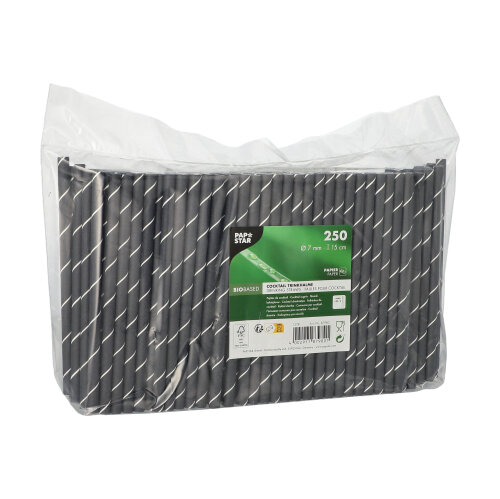 250 Cocktail Trinkhalme, Papier Ø 7 mm · 15 cm schwarz/weiss "Stripes" 96000 Cocktail Trinkhalme, Papier Ø 7 mm · 15 cm schwarz/weiss "Stripes"