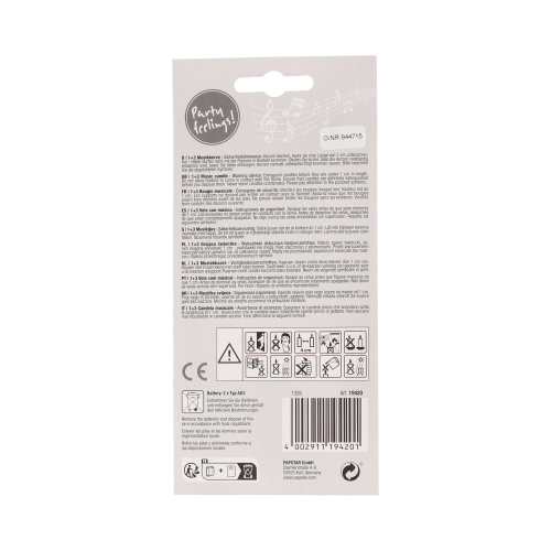 1 Musikkerze 12 cm farbig sortiert "Happy Birthday" mit 3 Ersatzkerzen 3072 Musikkerze 12 cm farbig sortiert "Happy Birthday" mit 3 Ersatzkerzen