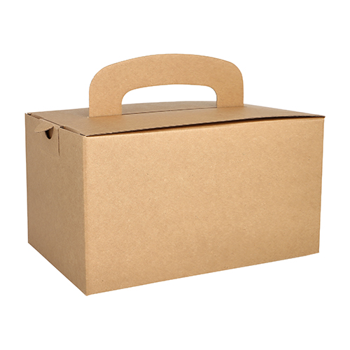 1200 Lunch-Boxen, Pappe "pure" eckig 12,5 cm x 15,5 cm x 22,5 cm braun mit Tragegriff