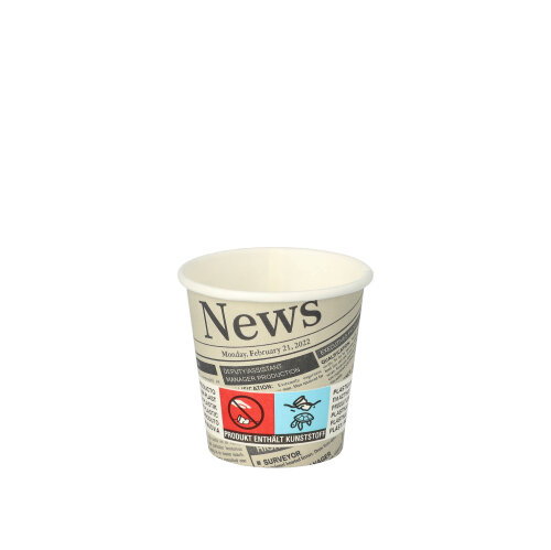 42000 Trinkbecher, Pappe "To Go" 5 cl Ø 5 cm · 5 cm weiss "Newsprint"