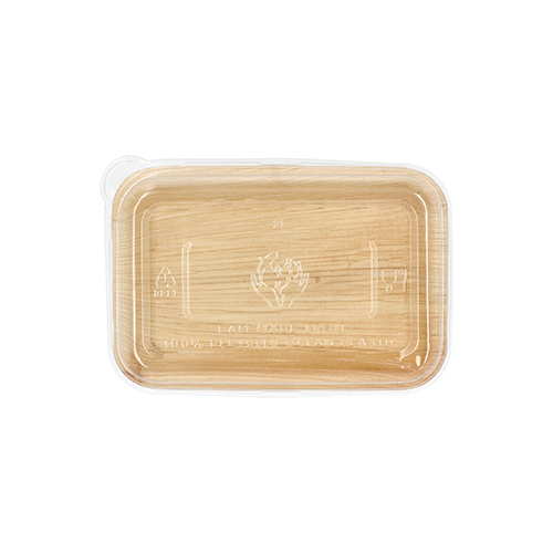 1500 Schalen, Palmblatt eckig 200 ml 4,8 cm x 12 cm x 18 cm mit rPET Deckel "Kombipack"