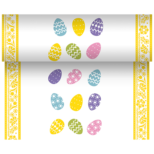 180 Tischläufer, stoffähnlich, Airlaid 24 m x 40 cm "Coloured Eggs"