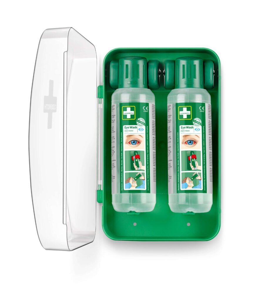 1 "Cederroth" Augendusche 29,6 cm x 19,2 cm "Eye-Wash-Cabinet" inkl. 2 Flaschen (500ml) 72 "Cederroth" Augendusche 29,6 cm x 19,2 cm "Eye-Wash-Cabinet" inkl. 2 Flaschen (500ml)