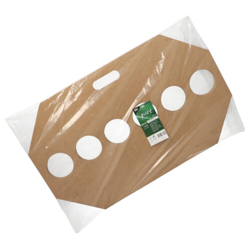 5400 Tragetabletts, Pappe "pure" 12 cm x 9,5 cm x 62 cm braun für 6 Trinkbecher