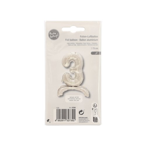 3840 Folienluftballon 73 cm silber "3" stehend