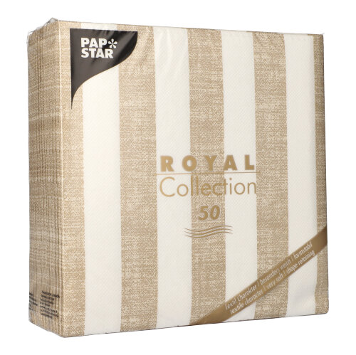 50 Servietten "ROYAL Collection" 1/4-Falz 40 cm x 40 cm sand "Lines" 12500 Servietten "ROYAL Collection" 1/4-Falz 40 cm x 40 cm sand "Lines"