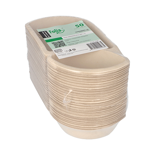 12000 Snacktrays Zuckerrohr 2-geteilt 3,6 cm x 11 cm x 19,4 cm natur