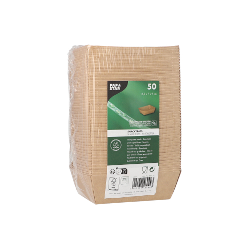 14000 Snacktrays, Pappe "pure" 3,5 cm x 7 cm x 9 cm braun