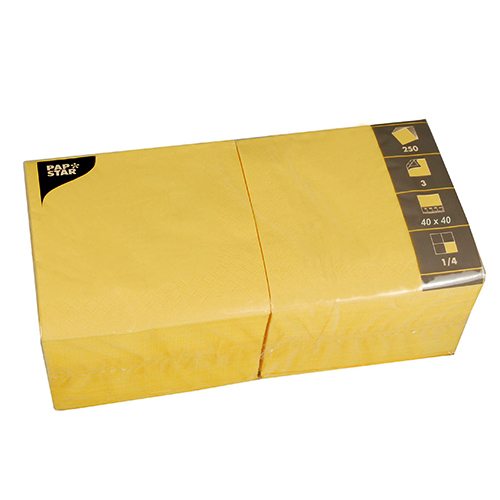 20000 Servietten, 3-lagig 1/4-Falz 40 cm x 40 cm gelb