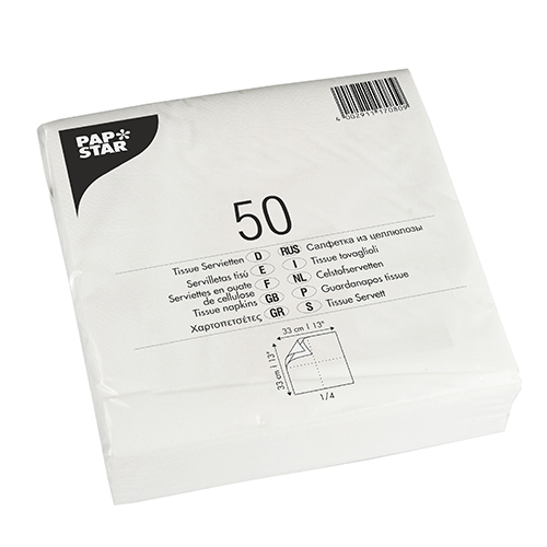 23200 Servietten, 2-lagig 1/4-Falz 33 cm x 33 cm weiss