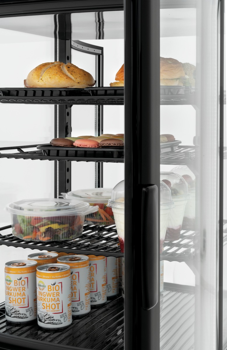 Mini-Kühlvitrine 64L2T schwarz Mini-Kühlvitrine 64L2T schwarz