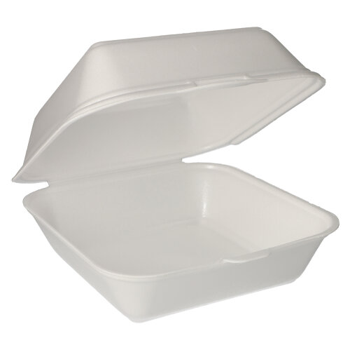 1600 Hamburger-Boxen mit Klappdeckel, XPS 11 cm x 20 cm x 20 cm weiss laminiert XXL
