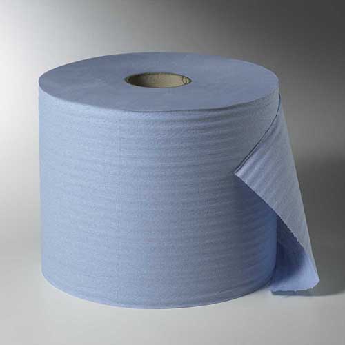 48 Rollen Putzrollen, 2-lagig Ø 29 cm · 38 cm x 22 cm blau 1.000 Abrisse, Hülse Ø 7 cm