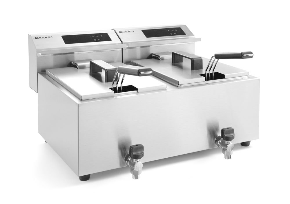 Friteuse Profi Line digital- mit Ablasshahn 2 x 8 l, HENDI, Profi Line, 16L, 230V/7000W, 605x515x(H)350mm